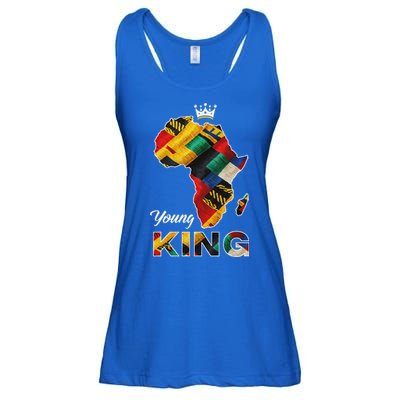 Young African King Map Kente Ladies Essential Flowy Tank