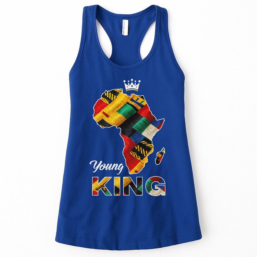 Young African King Map Kente Womens Tank Top