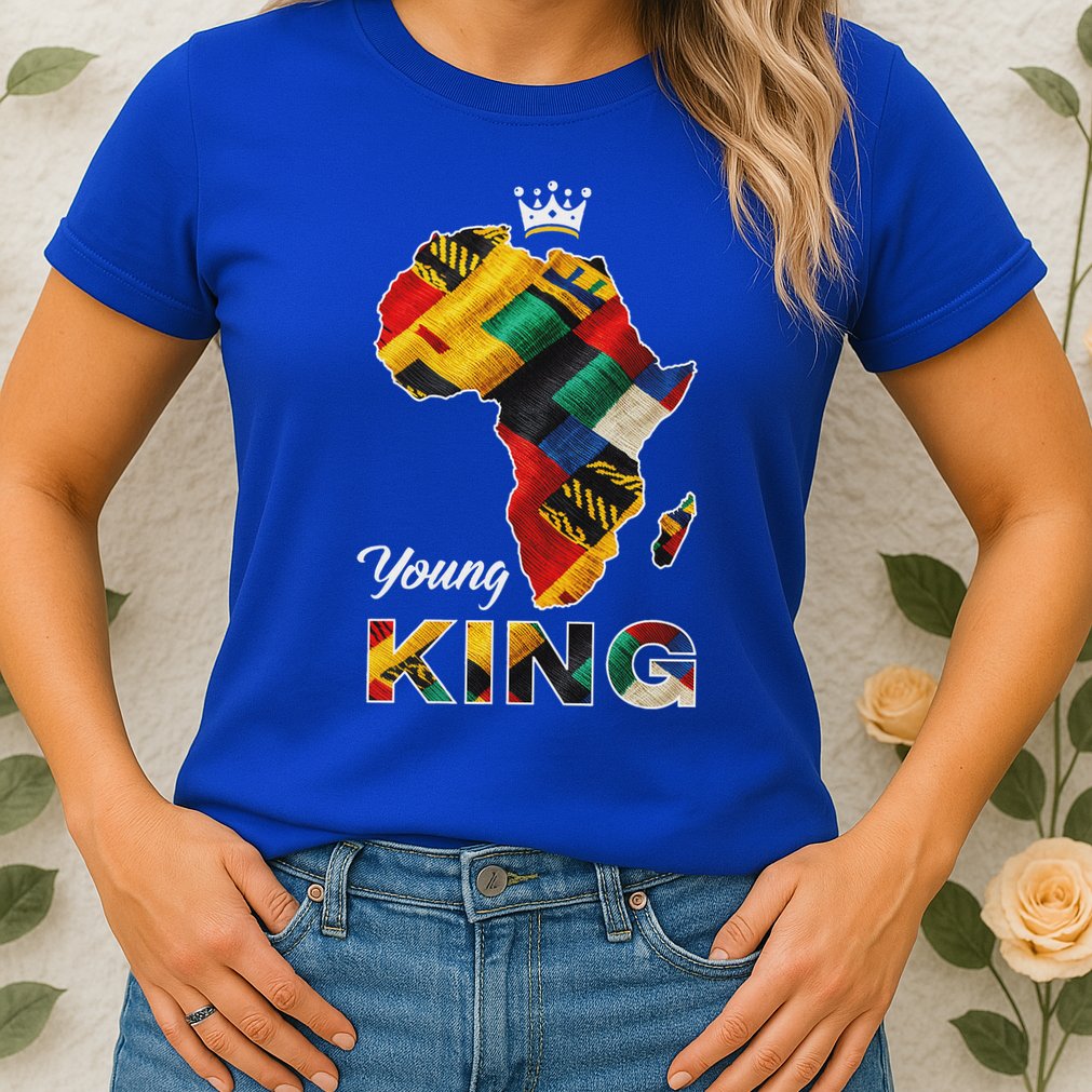 Young African King Map Kente Womens T-Shirt