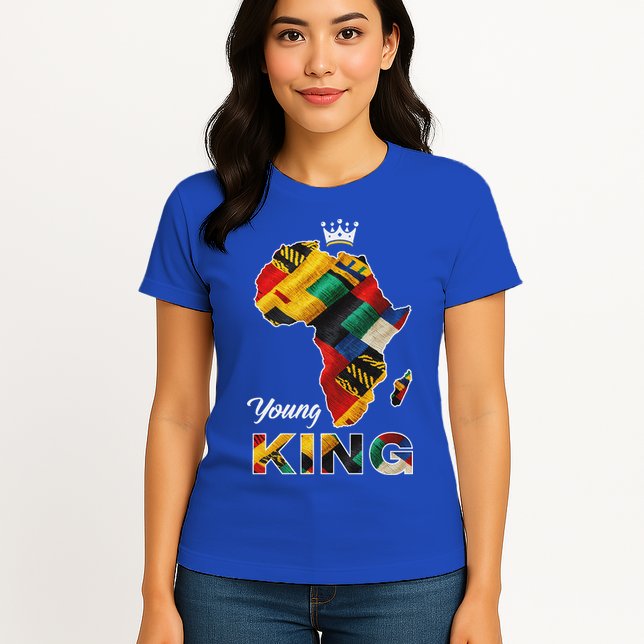 Young African King Map Kente Womens T-Shirt