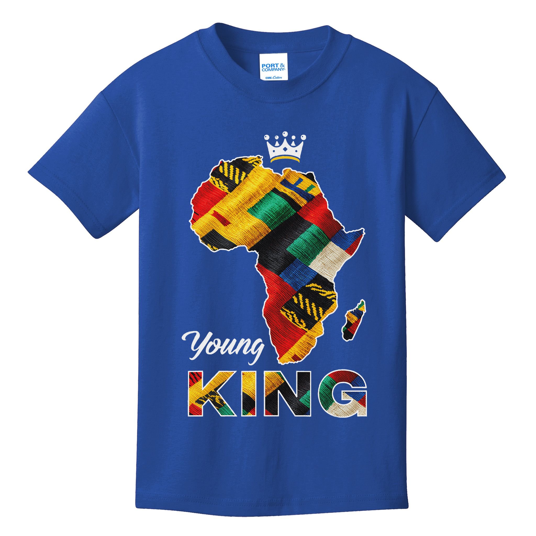 Young African King Map Kente Kids T-Shirt