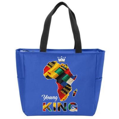 Young African King Map Kente Zip Tote Bag