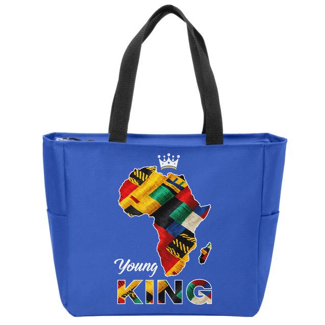 Young African King Map Kente Zip Tote Bag