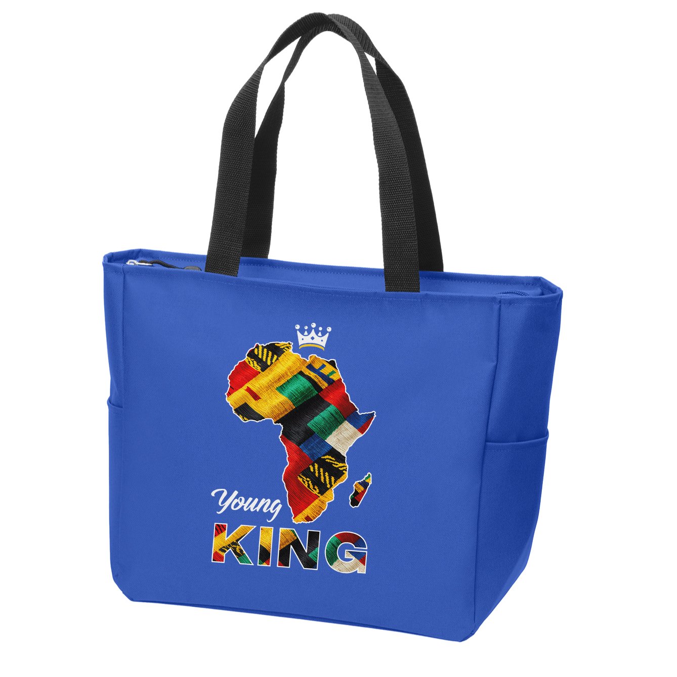 Young African King Map Kente Zip Tote Bag