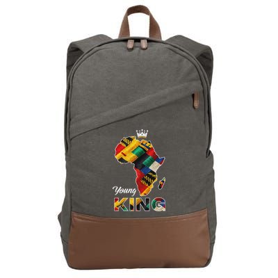 Young African King Map Kente Cotton Canvas Backpack