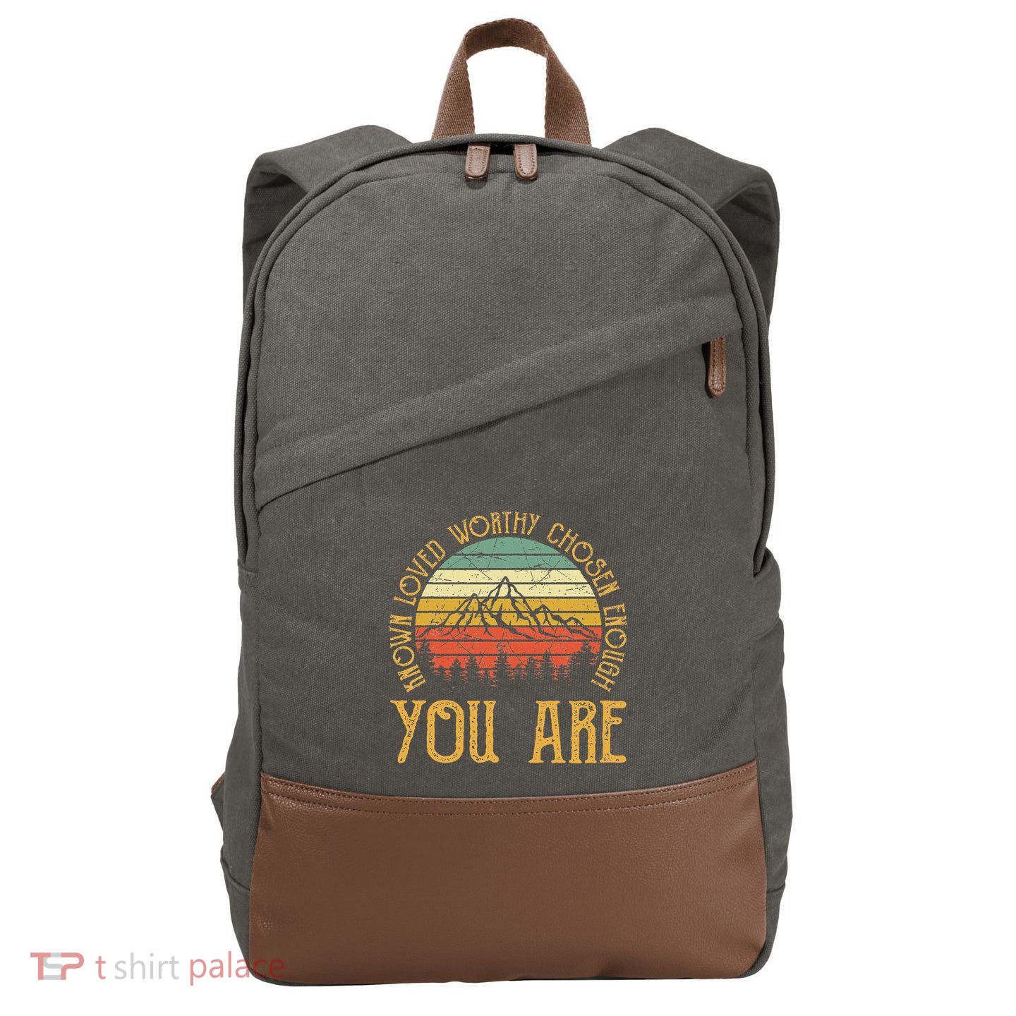 You Are Known Loved Worthy Chosen Enough Christian Cotton Canvas Backpack