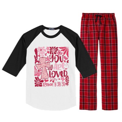 You Are Loved Boho Valentine Flower Jesus Christian Raglan Sleeve Pajama Set