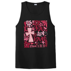 You Are Loved Boho Valentine Flower Jesus Christian PosiCharge Competitor Tank