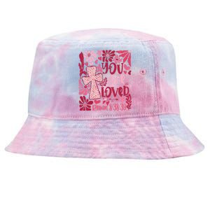 You Are Loved Boho Valentine Flower Jesus Christian Tie-Dyed Bucket Hat