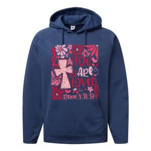 You Are Loved Boho Valentine Flower Jesus Christian Performance Fleece Hoodie