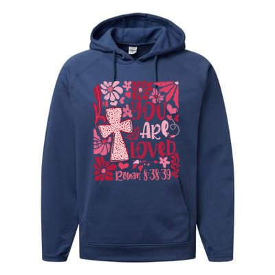 You Are Loved Boho Valentine Flower Jesus Christian Performance Fleece Hoodie