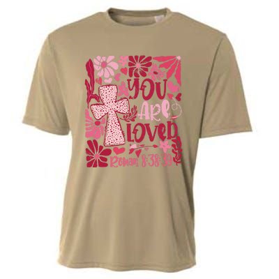 You Are Loved Boho Valentine Flower Jesus Christian Cooling Performance Crew T-Shirt