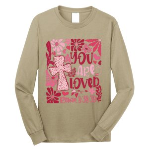 You Are Loved Boho Valentine Flower Jesus Christian Long Sleeve Shirt