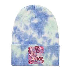 You Are Loved Boho Valentine Flower Jesus Christian Tie Dye 12in Knit Beanie