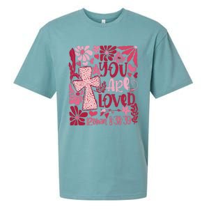 You Are Loved Boho Valentine Flower Jesus Christian Sueded Cloud Jersey T-Shirt