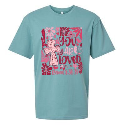 You Are Loved Boho Valentine Flower Jesus Christian Sueded Cloud Jersey T-Shirt