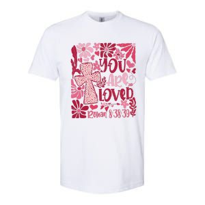 You Are Loved Boho Valentine Flower Jesus Christian Softstyle CVC T-Shirt