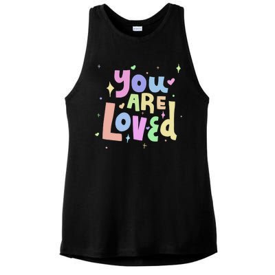 You Are Loved Colorful Quote Cute Gift Ladies PosiCharge Tri-Blend Wicking Tank