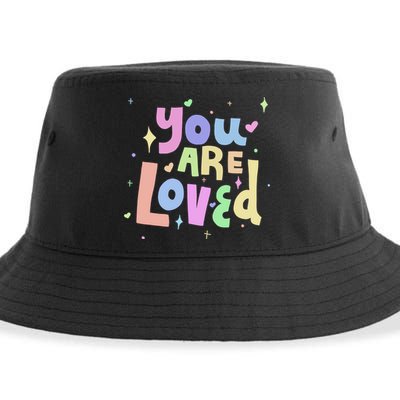 You Are Loved Colorful Quote Cute Gift Sustainable Bucket Hat