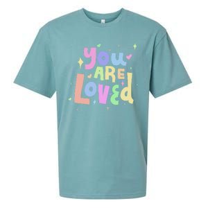 You Are Loved Colorful Quote Cute Gift Sueded Cloud Jersey T-Shirt