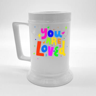 You Are Loved Colorful Quote Cute Gift Beer Stein