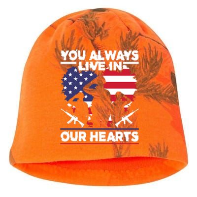 You Always Live In Your Hearts Gift Memorial Day Kati - Camo Knit Beanie