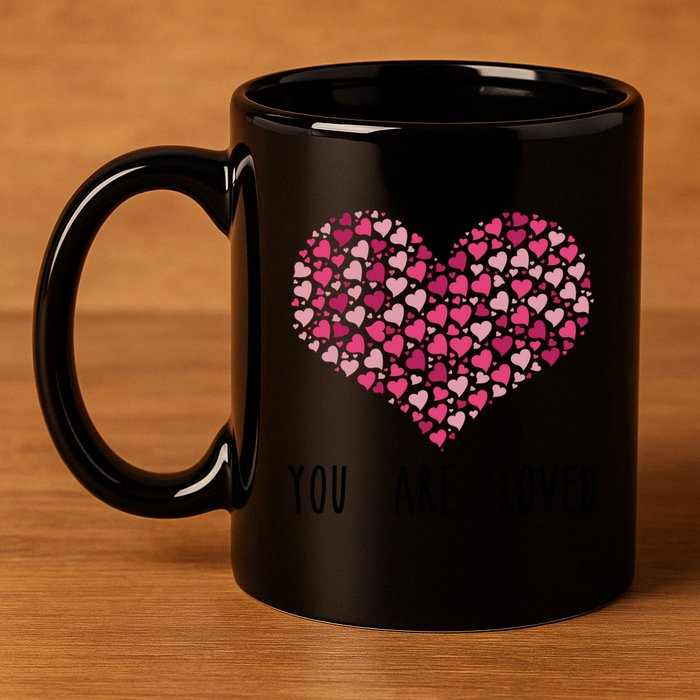 You Are Loved Heart Gift 11oz C Handle Ceramic Mug