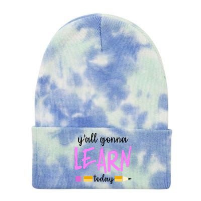 Y'all Gonna Learn Today Tie Dye 12in Knit Beanie