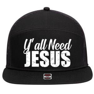 Yall Need Jesus 7 Panel Mesh Trucker Snapback Hat