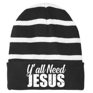 Yall Need Jesus Striped Beanie with Solid Band