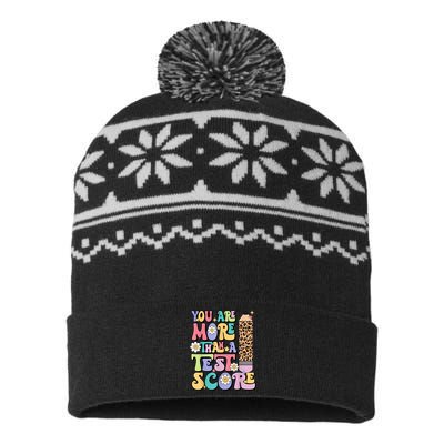 You Are More Than A Test Score Teacher Testing Day Womens USA-Made Snowflake Beanie