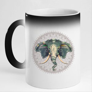 Yoga And Meditation Elephant Pose Hamsa Hand Sukhasna Cool Gift 11oz Black Color Changing Mug