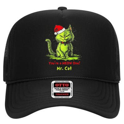 YouRe A Meow One Mr Cat High Crown Mesh Back Trucker Hat