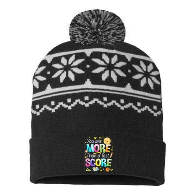 You Are More Than A Test Score Teacher Test Day USA-Made Snowflake Beanie