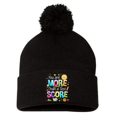 You Are More Than A Test Score Teacher Test Day Pom Pom 12in Knit Beanie