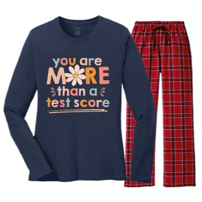 You Are More Than A Test Score Teacher Testing Day Women's Long Sleeve Flannel Pajama Set 