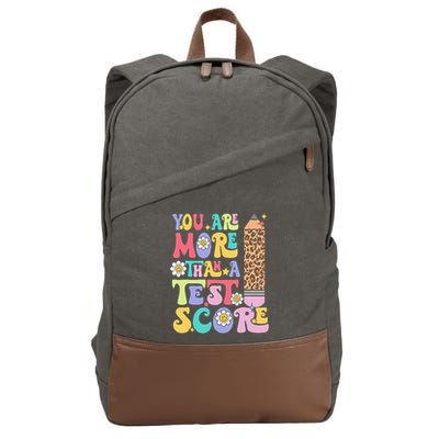 You Are More Than A Test Score Teacher Testing Day Groovy Cotton Canvas Backpack