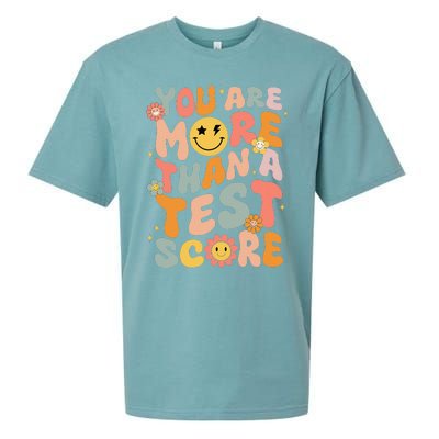 You Are More Than A Test Score Groovy Test Day Teacher Sueded Cloud Jersey T-Shirt