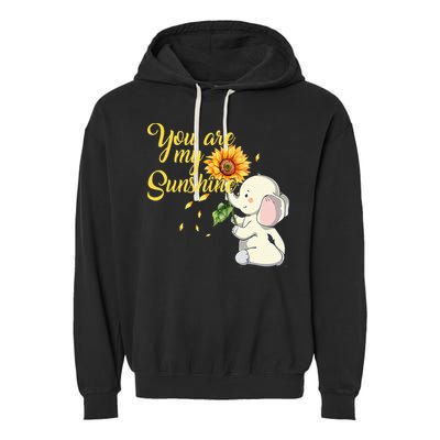 You Are My Sunshine Hippie Sunflower Elephant Garment-Dyed Fleece Hoodie
