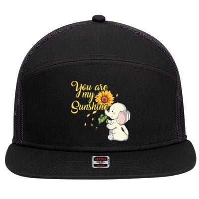 You Are My Sunshine Hippie Sunflower Elephant 7 Panel Mesh Trucker Snapback Hat