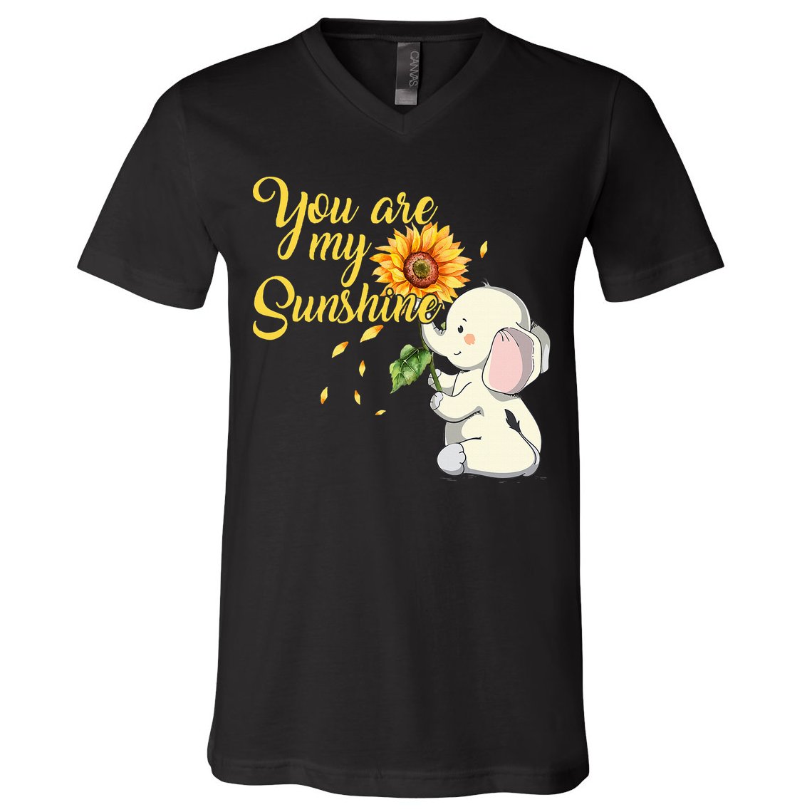 You Are My Sunshine Hippie Sunflower Elephant V-Neck T-Shirt