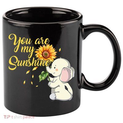 You Are My Sunshine Hippie Sunflower Elephant 11oz C Handle Ceramic Mug