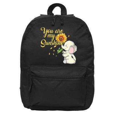 You Are My Sunshine Hippie Sunflower Elephant 16 in Basic Backpack