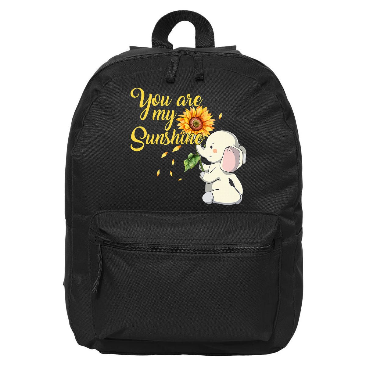 You Are My Sunshine Hippie Sunflower Elephant 16 in Basic Backpack
