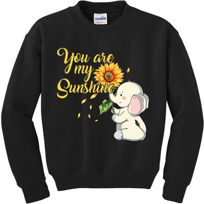 You Are My Sunshine Hippie Sunflower Elephant Kids Sweatshirt