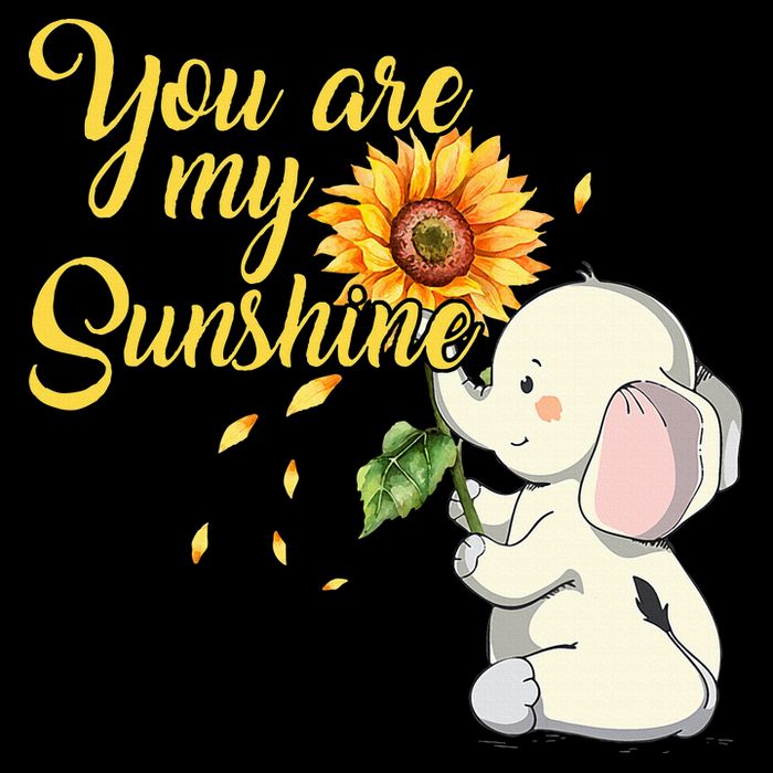 You Are My Sunshine Hippie Sunflower Elephant Kids T-Shirt