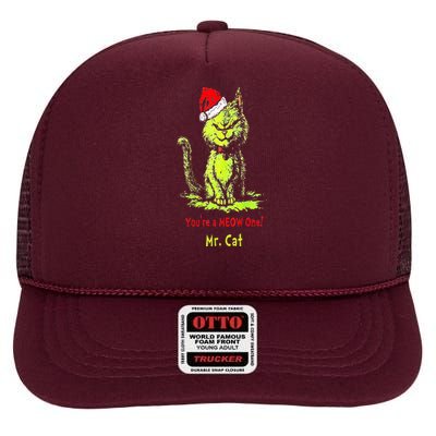 YouRe A Meow One Mr Cat High Crown Mesh Back Trucker Hat