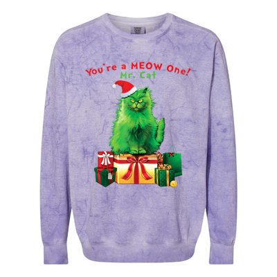 You're A Meow One Mr Cat Christmas Holiday Funny Cute Gift Colorblast Crewneck Sweatshirt