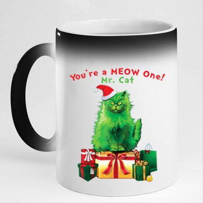 You're A Meow One Mr Cat Christmas Holiday Funny Cute Gift 11oz Black Color Changing Mug