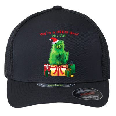 You're A Meow One Mr Cat Christmas Holiday Funny Cute Gift Flexfit Unipanel Trucker Cap